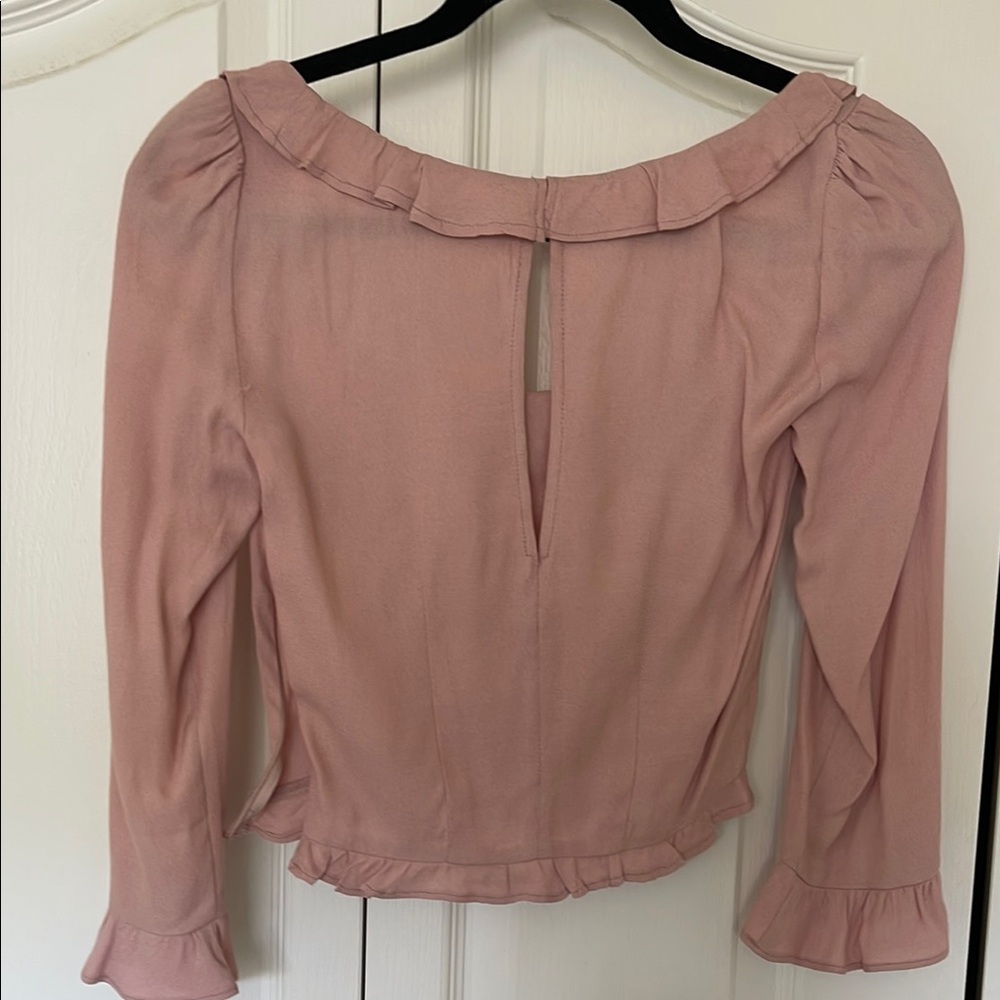 Reformation Pink Ruffled Crop Blouse - Picture 2 of 3